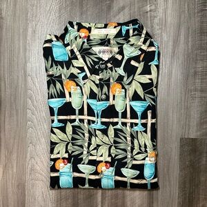 Campia Moda Hawaiian Tropical Martini Rayon Short Sleeve Button Down - Large